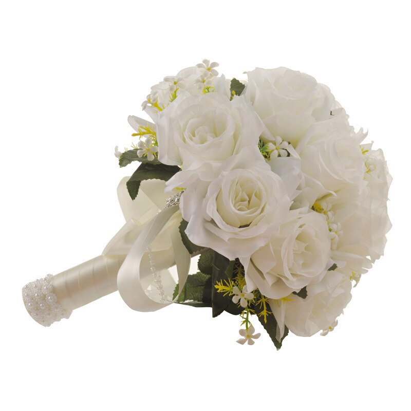 weiße Rose Hochzeit Blumen Braut Sträuße Handgemachte Künstliche Blume buque casamento Braut Bouquet für Hochzeit Dekoration