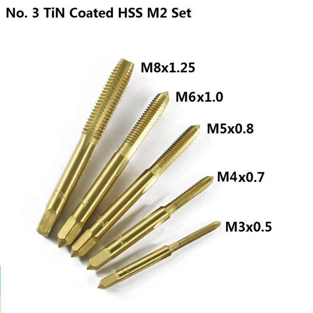 5Pcs Hss Coating M3 M4 M5 M6 M8 Metric Tap Set Screw Head Tap Straight Drill Flute Tap Machine
