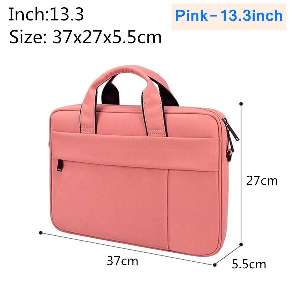 Laptop Bag 13.3 14.1 15.4 15.6 inch Waterproof Notebook Shoulder bag for Apple Millet Unisex Briefcase: Pink-13.3inch
