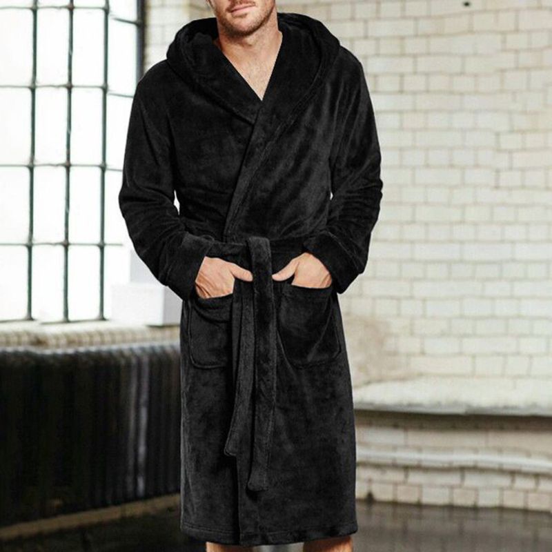 Mens & Ladies Cotton Hooded Bathrobe Towelling Bath robe Dressing Gownx1