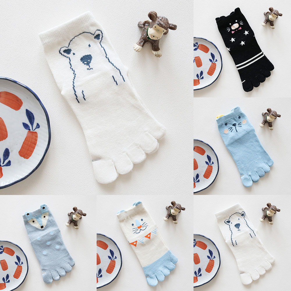 1Pair Children Animal Toe Socks Five Finger Toe Socks Cotton Breathable Polyester Spring Funny Socks #529