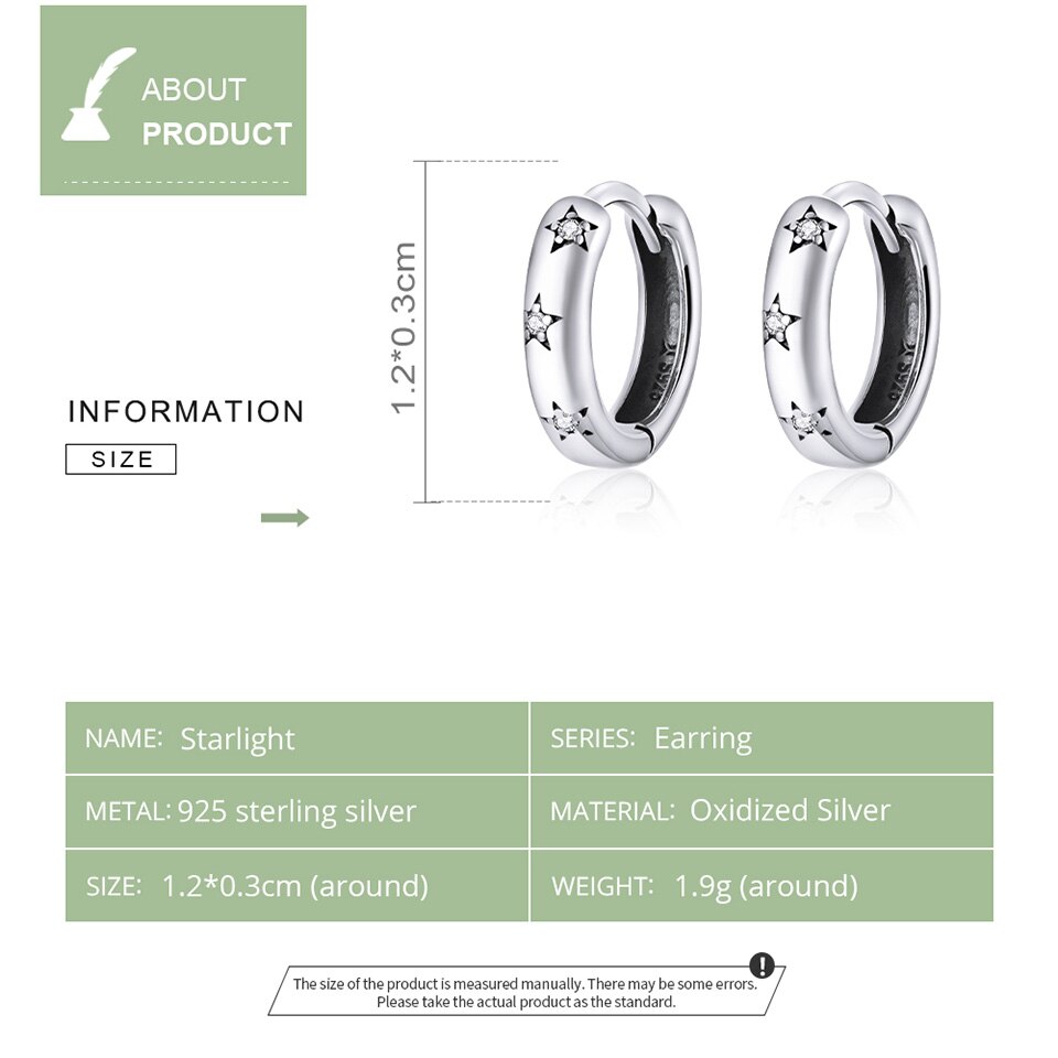 Bamoer Zilver 925 Sieraden Spraking Ster Minimalistische Oor Hoops Oorbellen Voor Vrouwen Sterling Zilveren Fijne Sieraden Pendientes SCE873