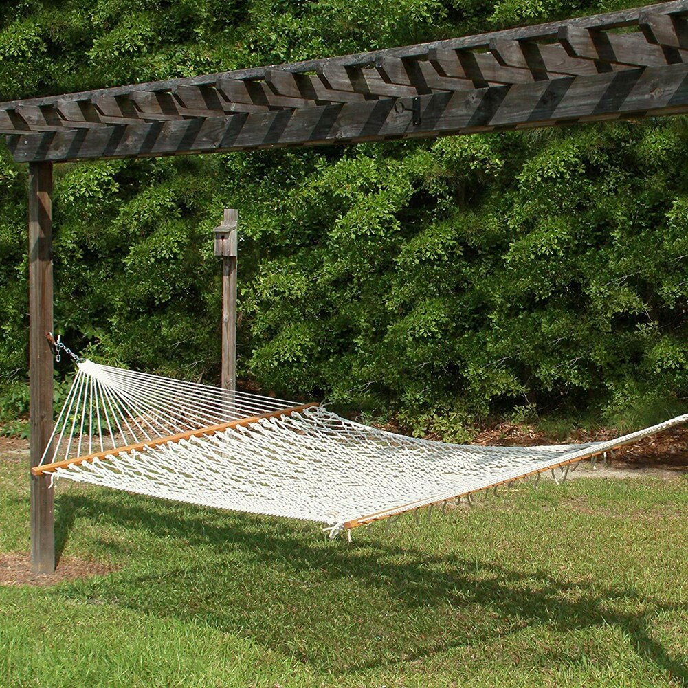 Palo de madera para viajes al aire libre, cuerda de algodón, hamaca, columpio colgante, Red de cama para dormir