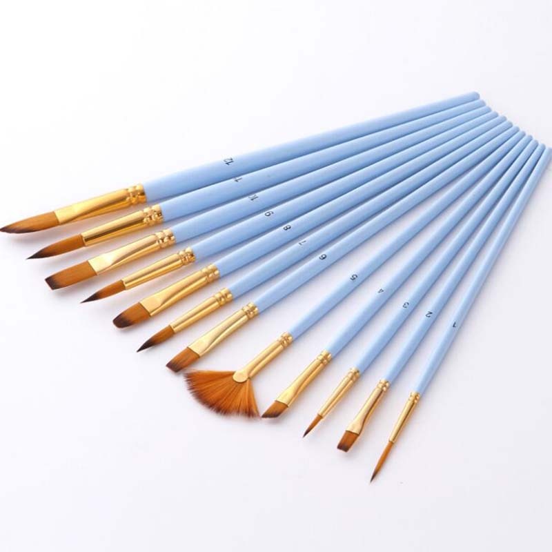 art supplies nylon paint brush set with fan-shaped watercolor pen set 12pcs/set