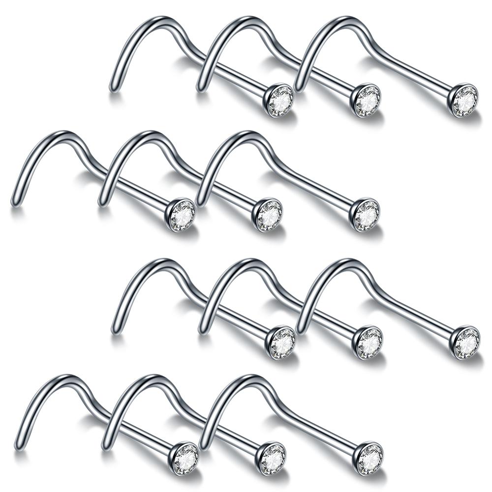 10/50/100 sztuk 18G 20G piercing do nosa CZ kryształowy piercing kolczyk w nosie gwiazda ze stali nierdzewnej kolczyki w nosie Nariz Piercing biżuteria