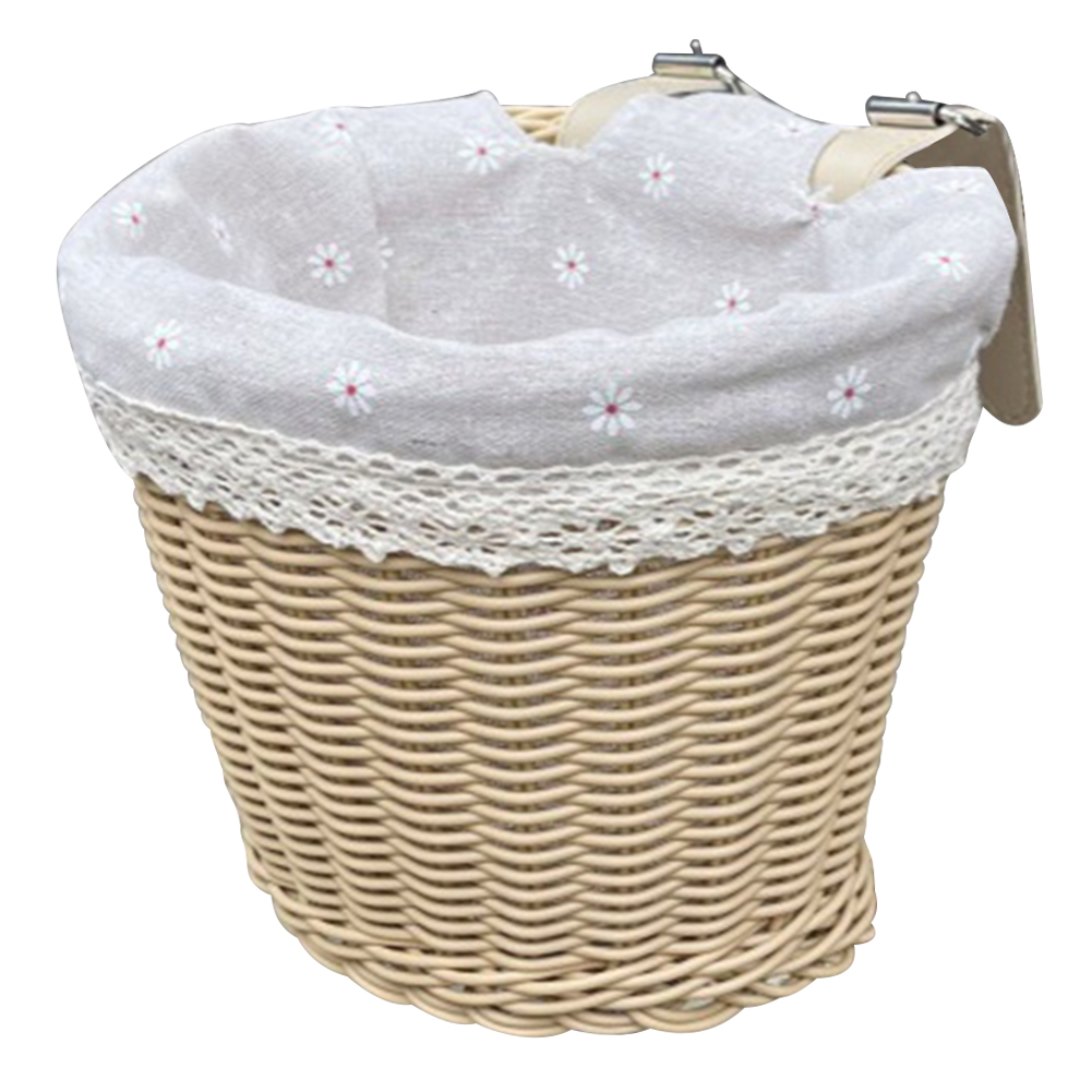 Panier avant de vélo avec doublure, panier de guidon de cyclisme, sangles en cuir réglables, panier de Tricycle pour vélo, Scooter, pour les déplacements quotidiens: Beige
