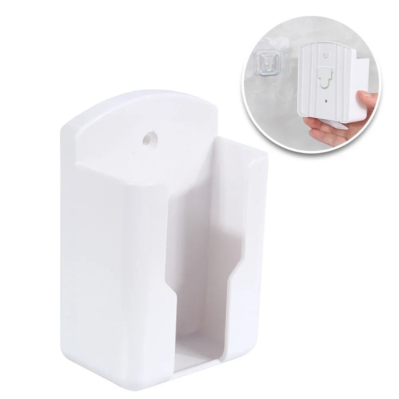 Wall Shelf Bathroom Shelf Universal White Air Conditioner Remote Control Holder Wall Mounted Punch-Socket Storage Rack