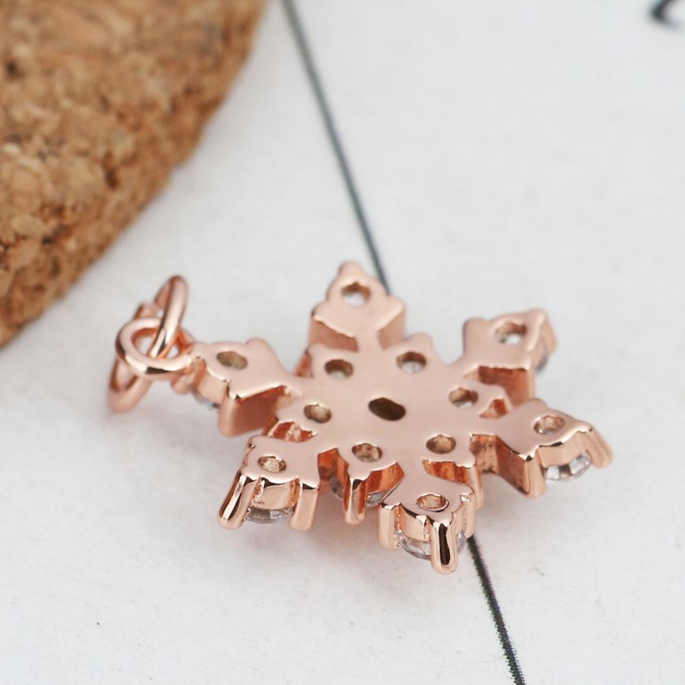 DoreenBox Serie Di Natale Pendenti E Ciondoli Ciondolo In Oro Rosa Bianco di Strass Fiocco di Neve Del Pendente di Rame per il FAI DA TE Monili Che Fanno 20x14mm 1PC