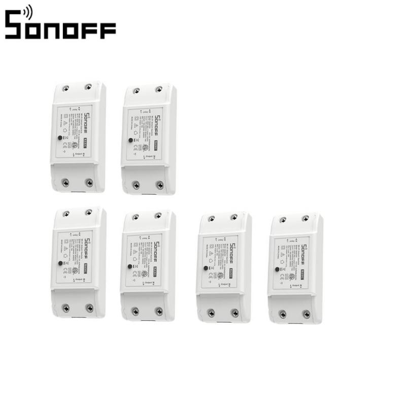 SONOFF Basic R2 10A WiFi DIY Smart Switch Remote Controller Smart Home Light ON/OFF Module Work With EWeLink Alexa Google Home: 6 pcs