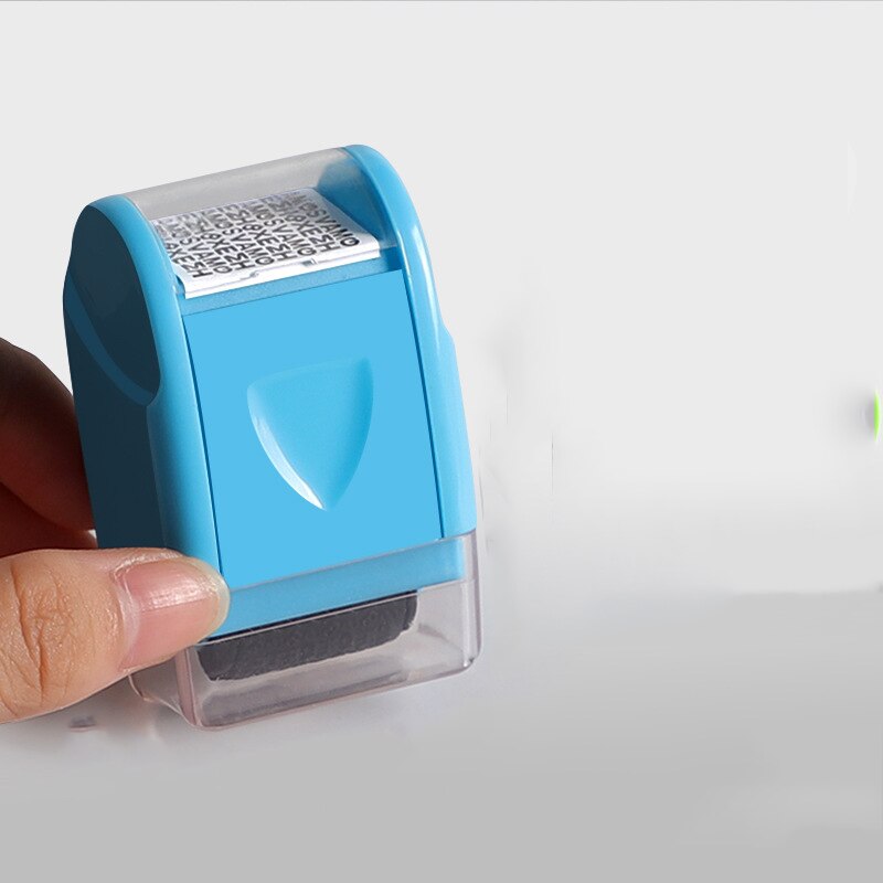 Mini Security Stamp Roller Privacy Seal Roller Type Cover Eliminator Seal Portable Self-Inking Identity Theft Protection Seal: sky blue