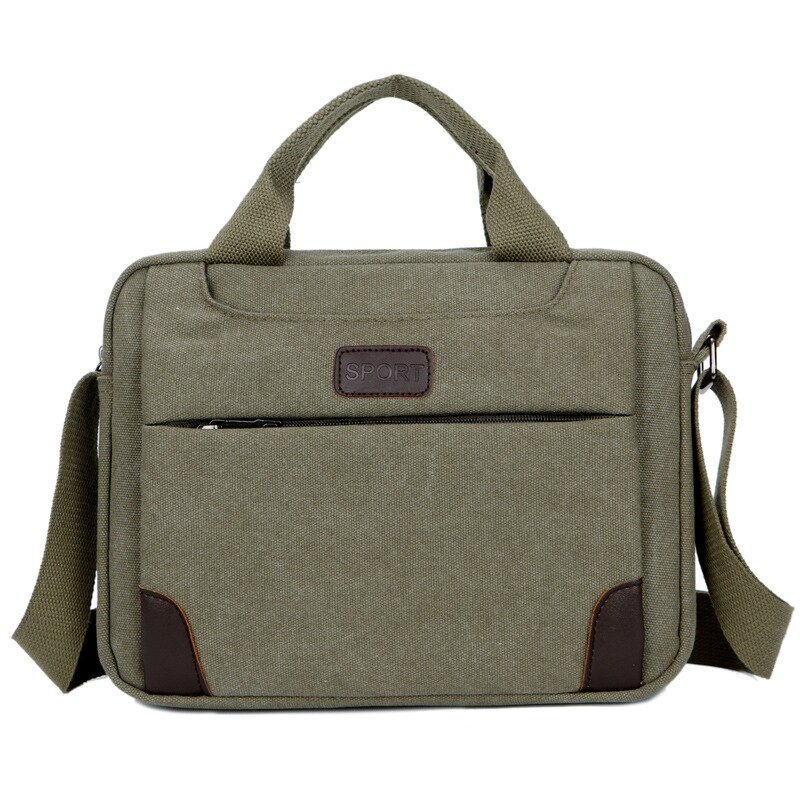 sac à main homme Simple affaires épaule Messenger sac décontracté Vintage porte-documents en toile: Army Green