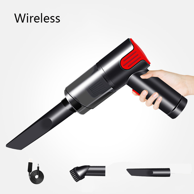 9000pa Handheld Vacuum Cleaner Wireless Compressed Air Duster Rechargeable Cordless Auto Portable For Car Home Computer Keyboard: Red 6601Wireless