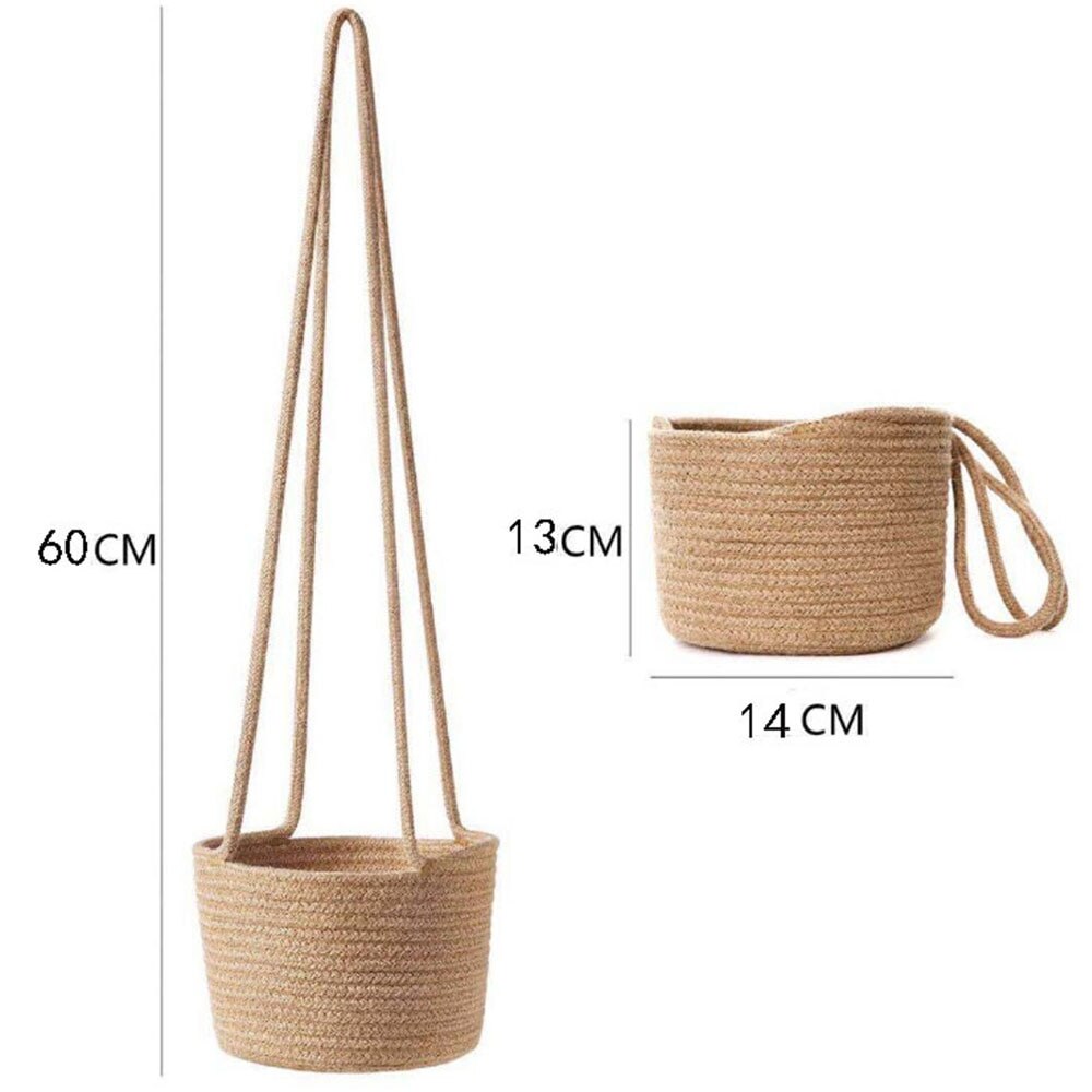 Nordic Natural Hanging Plant Pot Plants Hanger Cotton Rope Hanging Seagrass Flower Planting Basket Basket Holder Garden Decor: A2