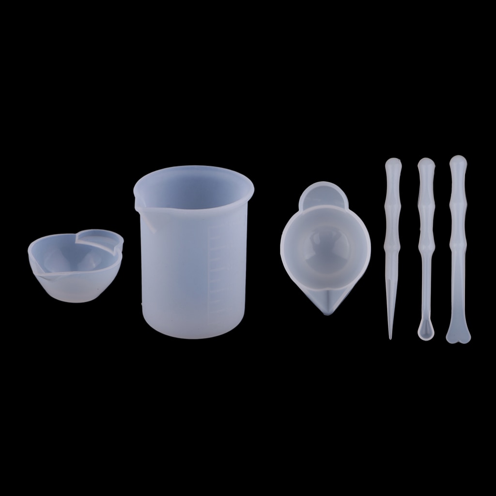 6 st silikon återanvändbar blandning mätkoppar flytande epoxiharts omrörning distribution hobby gjutning smycken gör diy-verktyg