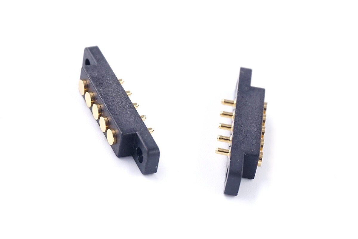 POGO PIN Spring Pin Connector 5P 2.54 Mm Male and Female Socket Plug-in Board with Screw Hole Installation