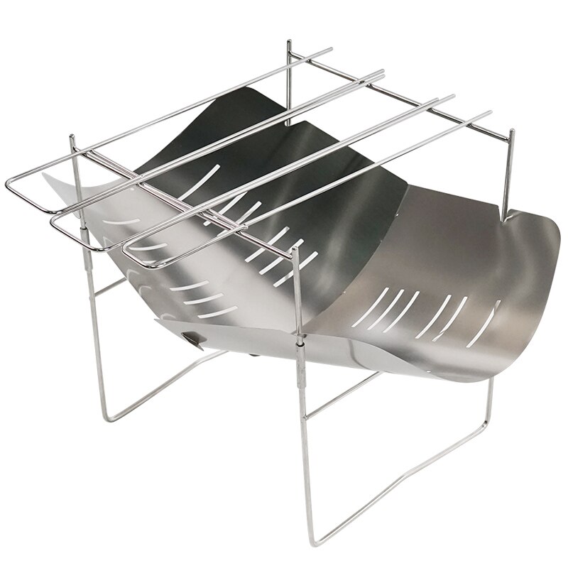 Ultralätt lägereld vedeldad kamin bärbar utomhuscamping hopfällbar bushcraft värmekamin grillgrill kamin brasa: A