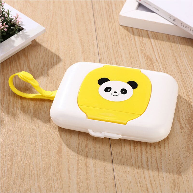 Caja de toallitas húmedas para bebé, dispensador de caja de toallitas húmedas para cochecito, tapa de cuerda portátil, cajas de pañuelos cubiertas: YELLOW