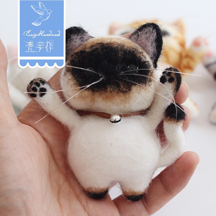 Broche de gato easyhecho a mano, Animal de fieltro hecho a mano para niños y niñas, kits de manualidades DIY para adultos, Gato de fieltro: 3-box package
