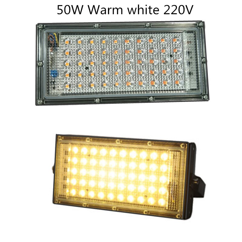 Led Jodiumlamp 50W 55W Rgb Rood Blauw Groen Warm Wit Ac 220V Schijnwerper Refletor Buitenverlichting Reclame: Warm White