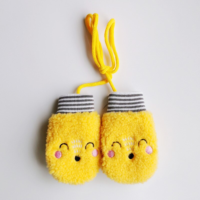 Crianças meninos meninas luvas de inverno bebê dedo cheio luvas engrossar infantil velo criança mão mais quente luvas 1-4y: YELLOW