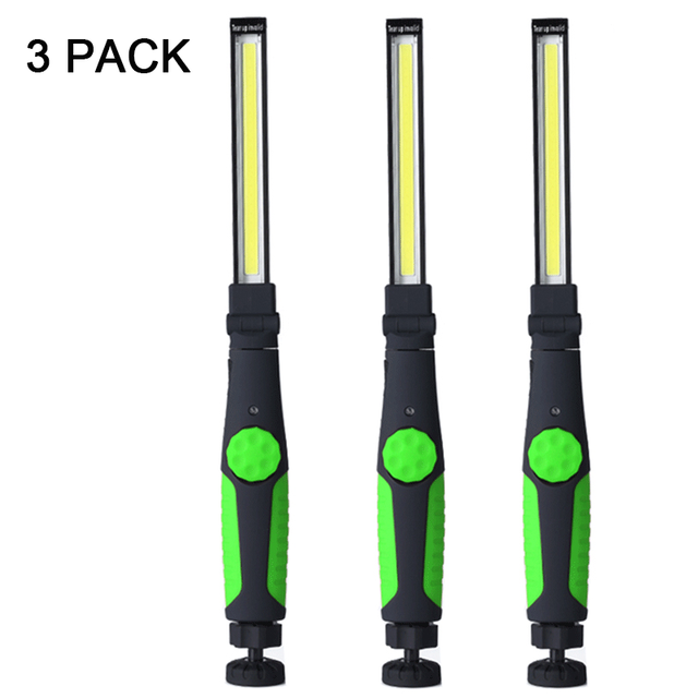 Lampe de poche pliante à Led pour le travail, bande Rechargeable, lumière d&#39;inspection magnétique, atelier de réparation de voiture, éclairage de torche, 1/3/6 paquets: 3Pack Green