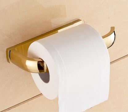 Massivt messing toiletpapirholder tissuepapir krog vægmonteret toiletrulleholder badeværelset tilbehørkøkkenpapirstativ: Gylden