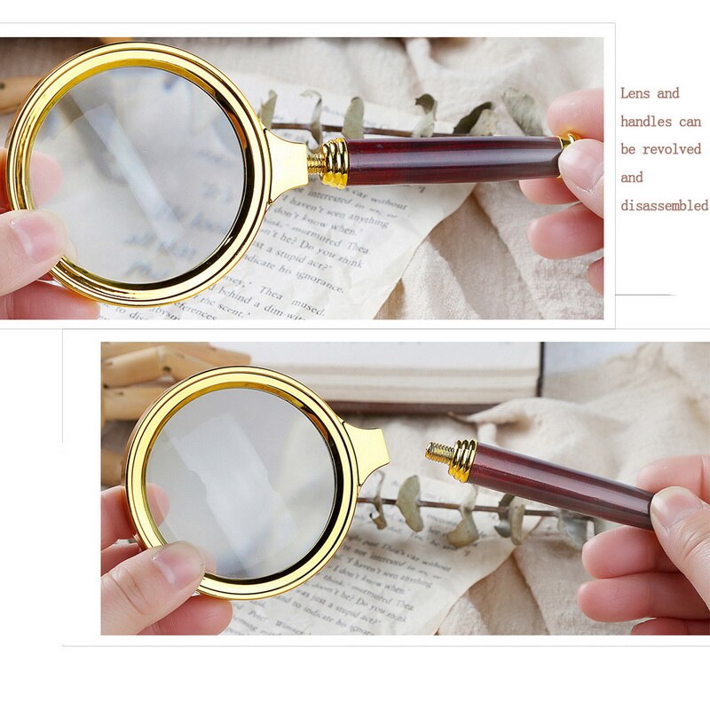 Loupe portative 10X 60mm 70mm 80mm 90mm, loupe oculaire à poignée rétro