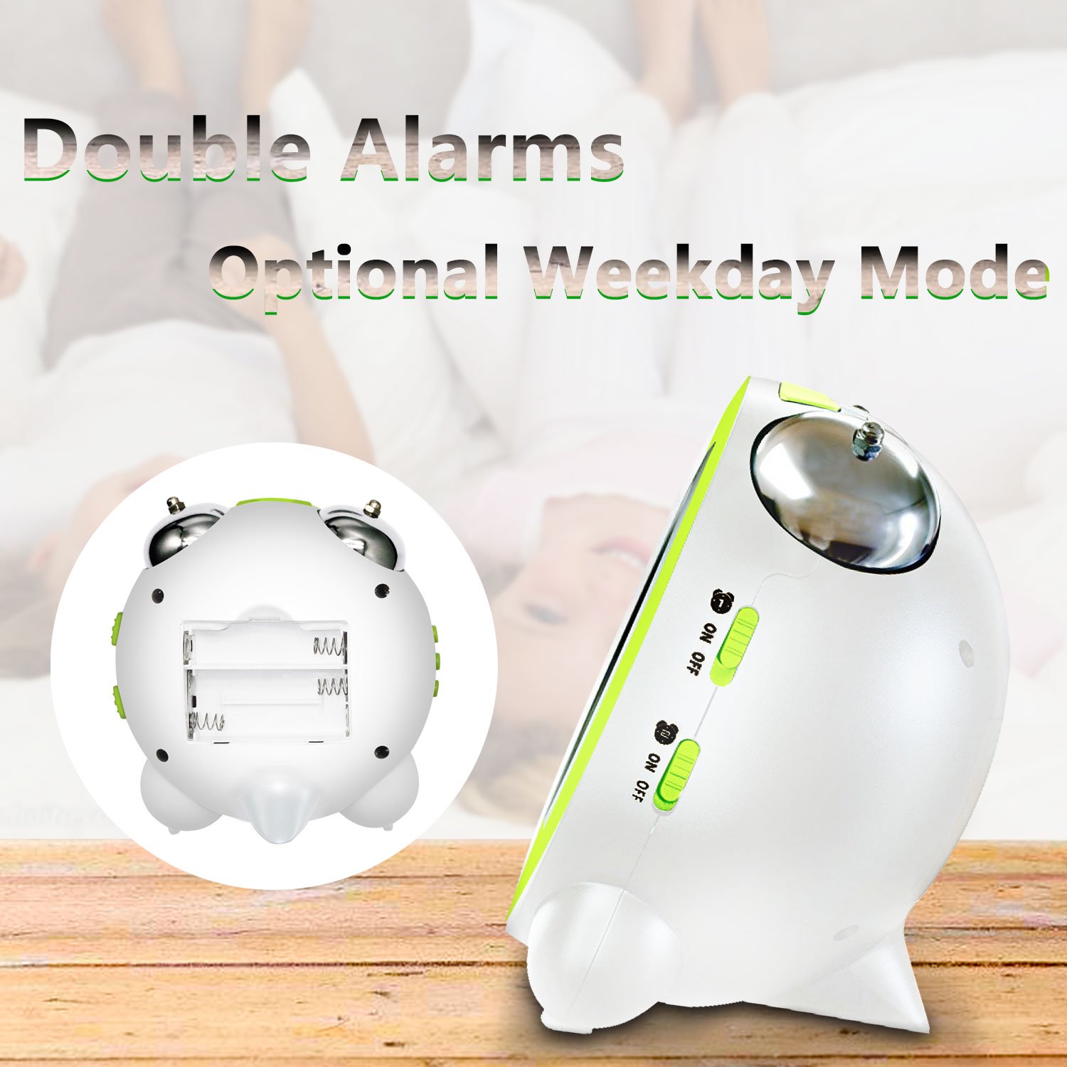 Réveil numérique avec veilleuse, 2 alarmes, jour en semaine en option, fonction Snooze, Super fort pour enfants et gros dormeurs