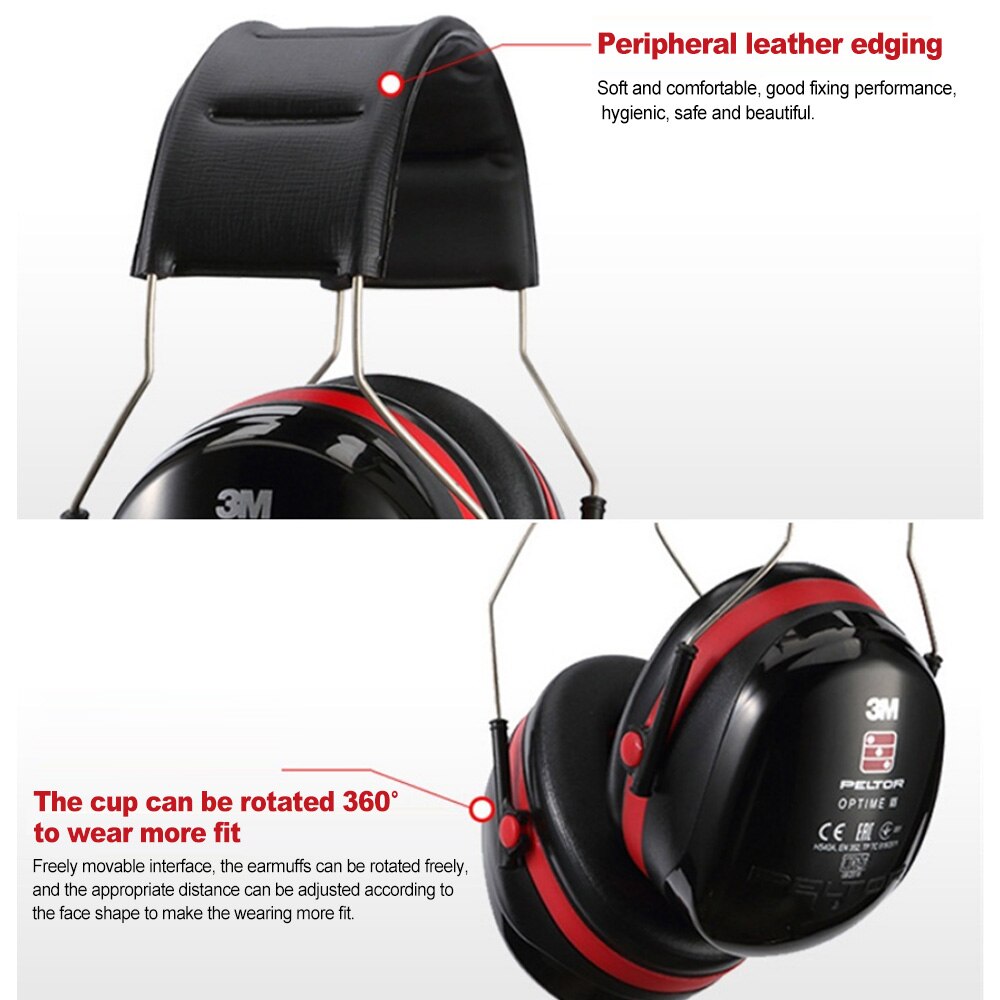 3M H540A Earmuffs Noise Cancelling Ear Muffs Hearing Protection Noise Reduction Safety Adjustable & Ear Protection