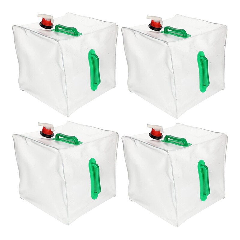 Set Of 4 Foldable Water Canisters With Handle And Pouring Tap 20 L: Default Title