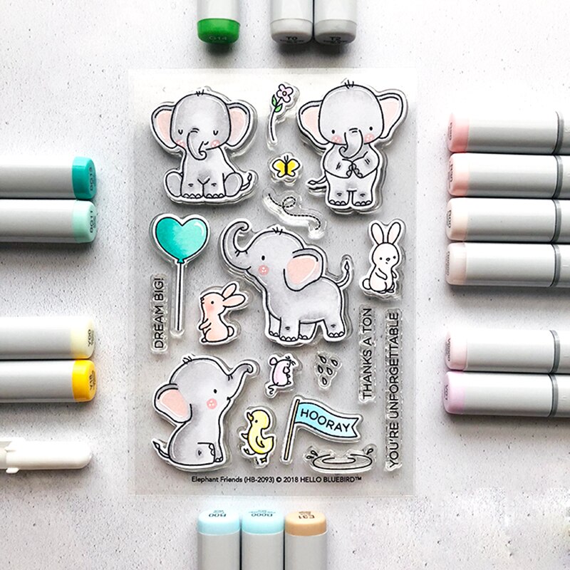 AHcraft Olifant Vrienden Stempel en Metalen Stansmessen voor Fotoalbum Decoratieve Embossing Silicone Clear Stamps winter