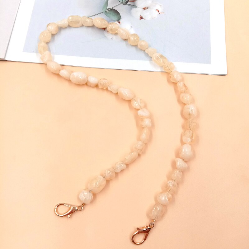 60cm DIY Austauschbare Tasche Griff Perle praktisch Kette Tasche Zubehör Handtasche Gurt Alle-spiel Acryl Schulter Taschen gürtel: hell Gelb