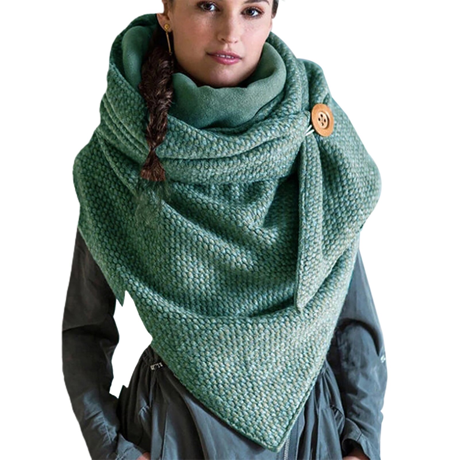 Scarf Women Women Accessories Unisex Winter Solid Color Button Soft Neck Wrap Thick Warm Scarf Shawl