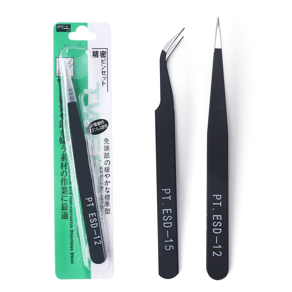 Zwarte Wenkbrauw Pincet Voor Wimper Extensions Straight + Gebogen Professionele Nail Art Lash Pincet Set Makeup Tools TRPTESD12/15