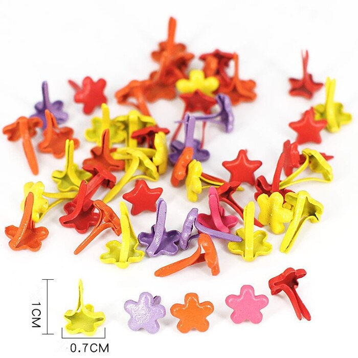 50pc runda metallbrickor scrapbooking dekorativa naglar barn handgjorda gör-det-själv-material utsmyckning fästelement hemhantverksmaterial: Blommor