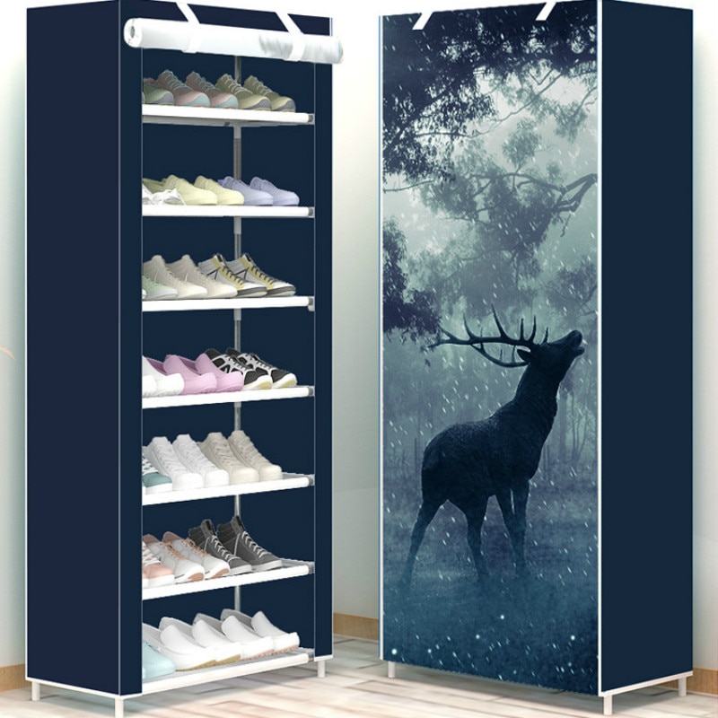 Multi-layer Shoe Rack Dustproof Fabric Assembly Shoe Storage Cabinet Stand Holder Space Save Shoe Organizer Rack pf082711: 8layer-elk