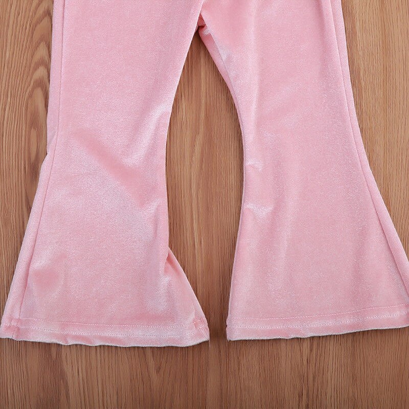 Gloednieuwe Peuter Baby Kind Kids Baby Meisjes Bell bodem Breed Been Stretch Pleuche Broek Lange Broek Effen Broek 1-5 T