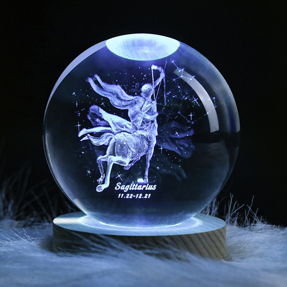 Usb 3d Kristallen Bol 12 Constellatie Led Nachtlampje Decor Lichtgevende Projectoren Slaapkamer Decor Nachtlampgeschenken Voor Kinderen Paar