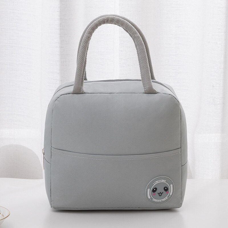 PURDORED 1 Pc Candy Color Lunch Bag for Women Waterproof Oxford Food Picnic Fresh Bento Food Pouch Insulated Student Cooler Bags: gray
