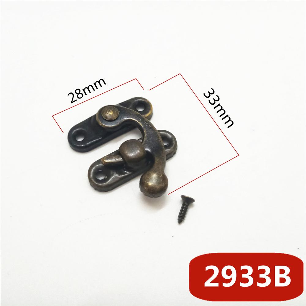 10 st/lot vintage box haspar metall hårdvara möbler trä box väska dekorativ spärr spännen lås hänglås hasp med skruvar: 2933b x 10 st