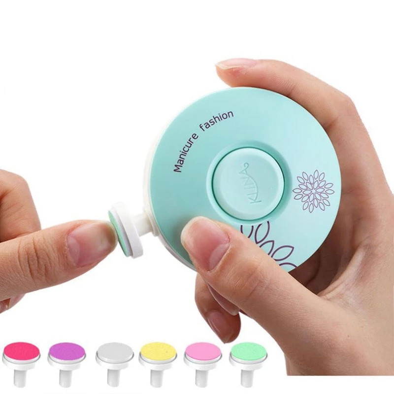 Baby Elektrische Nail Care Trimmer Baby Polijstmachine Schaar 6Pcs Slijpen Hoofd Nail Clipper Cutter Voor Pasgeboren
