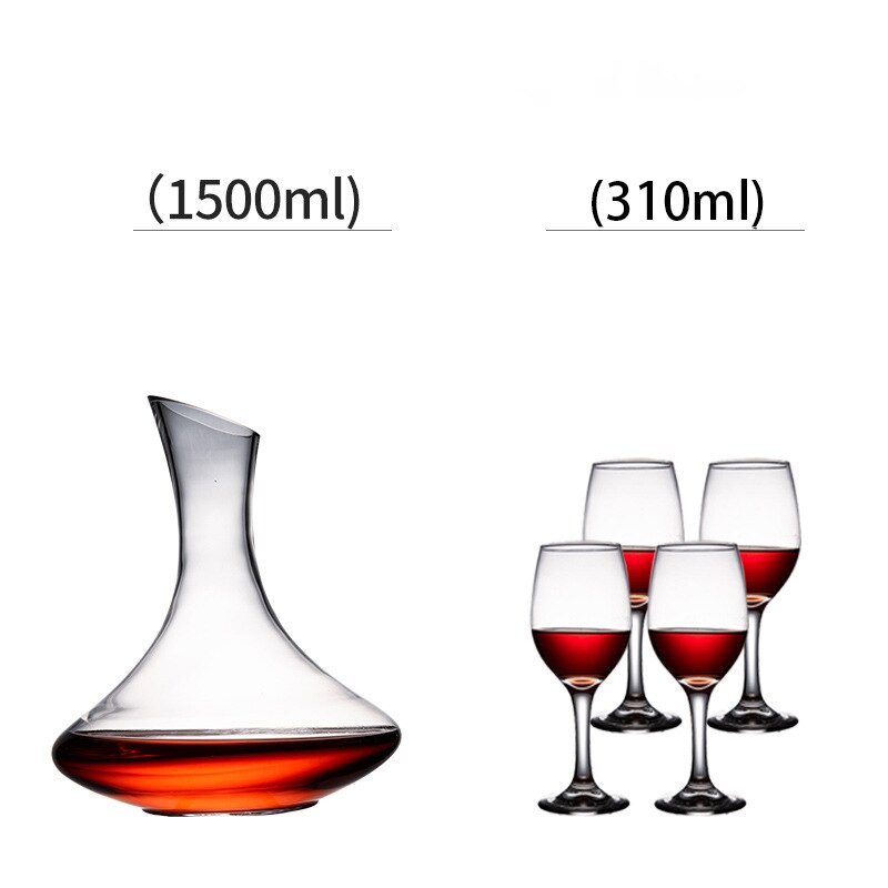 Wine Decanter 1500ml with Wine Glasses Set 4 Hand Blown Crystal Glass, Wine Carafe, Wine Aerator, Wine , Crystal Decanter: YELLOW