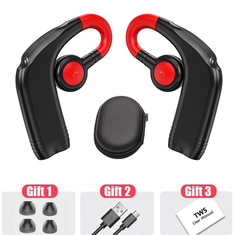 TWS Bluetooth Earphones Wireless Bluetooth Earbuds With Microphone 88 Hours For Continuous Listening To Music Sports Headphones: 2 Black plus red