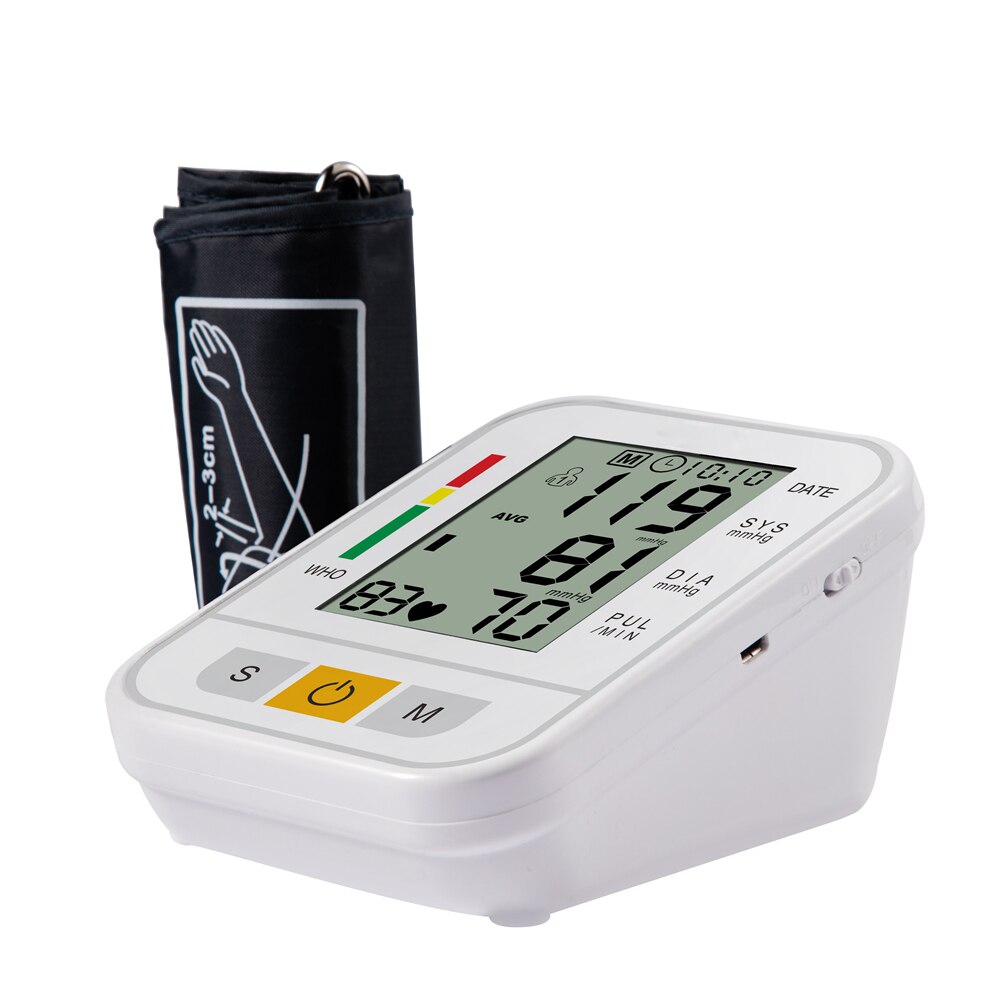 Arm Automatic Blood Pressure Monitor BP Sphygmomanometer Pressure Meter Tonometer for Measuring Arterial Pressure Backlight