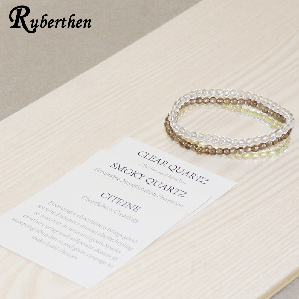 Ruberthen Clear Quart z Bracelets Smoky Quart z Bracelet Natural Citrin e Mini Gem Stone Bracelet