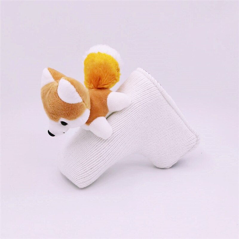 Hond Husky Golf Blade Putter Head Cover Gebreide Wol Met Magnetische Sluiting Unisex Cartoon Dier Golfclub Cover: WHITE COLOR