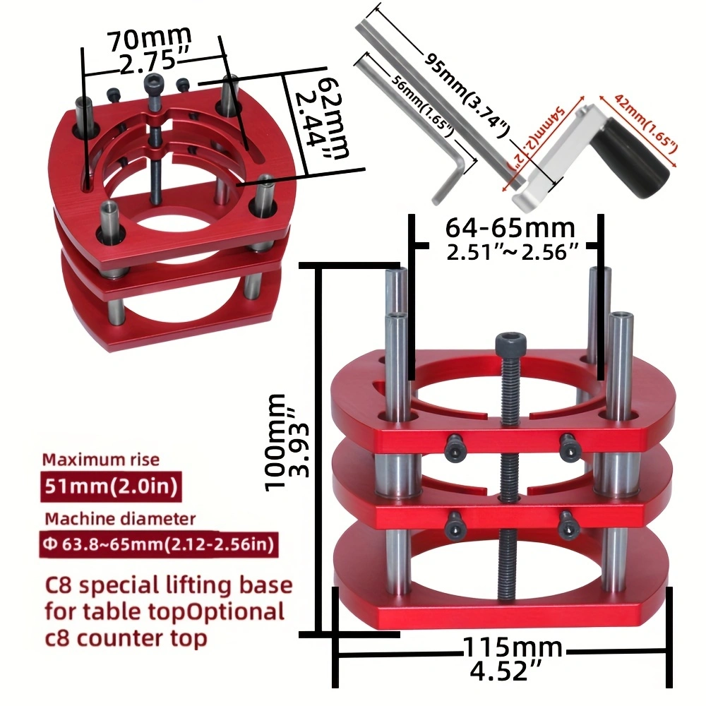 Inzetplaat voor houtbewerkingsfreestafel, hefbasis, freeslift voor motoren met een diameter van 65mm inch, voor houtfreeswerkbanken.