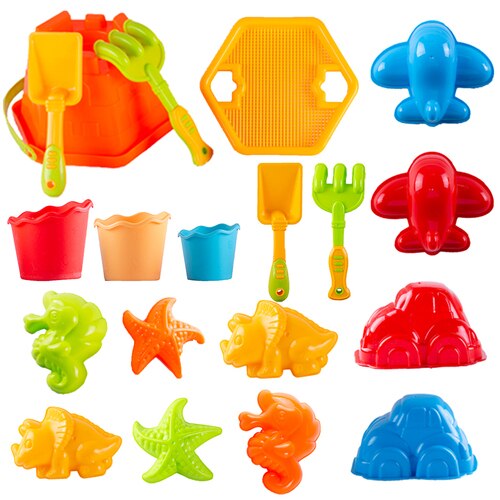 Juguetes De castillos De Playa De verano, herramientas De arena para palear arena en el reloj De arena, Juguetes para niños al aire libre, Juguetes De Playa, pasatiempos BE50TB: 19pcs set