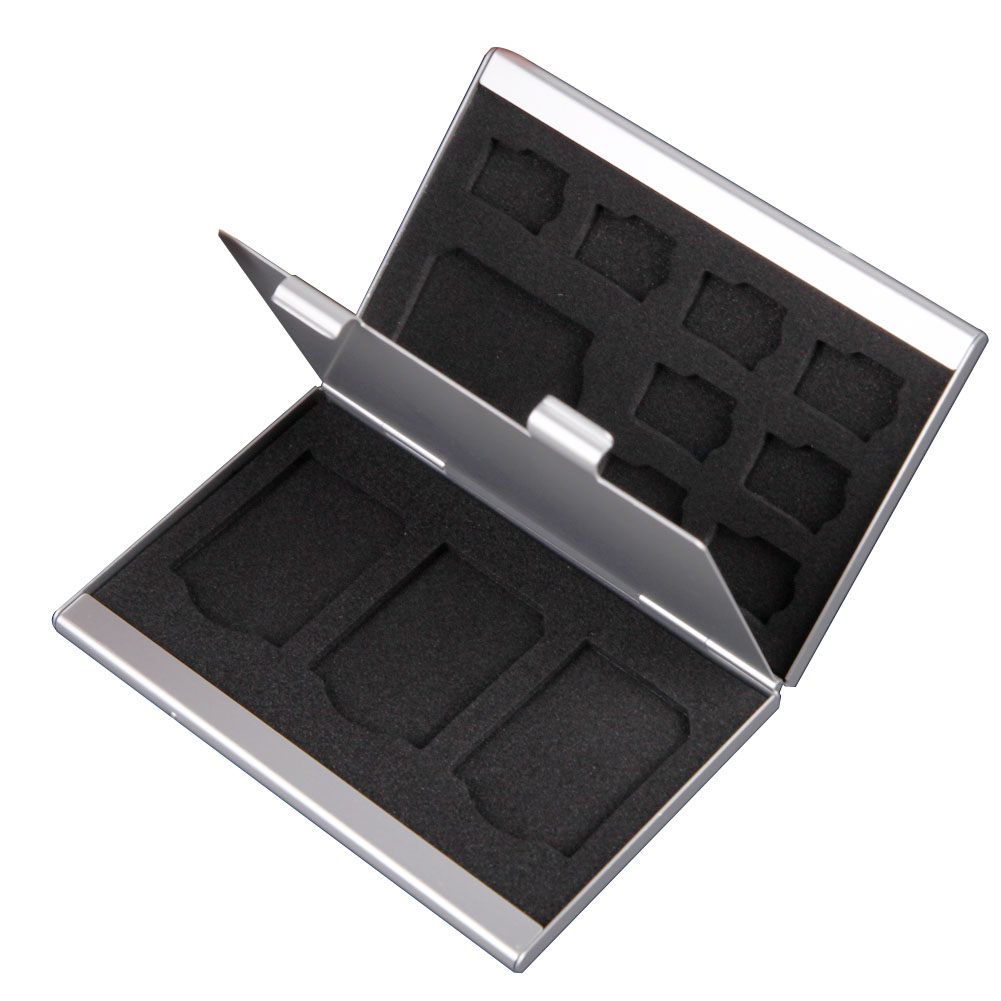 Porte-carte mémoire 6/12/15/16 en 1, mallette de rangement Portable, boîte en aluminium argenté, accessoires pour cartes mémoire SD TF
