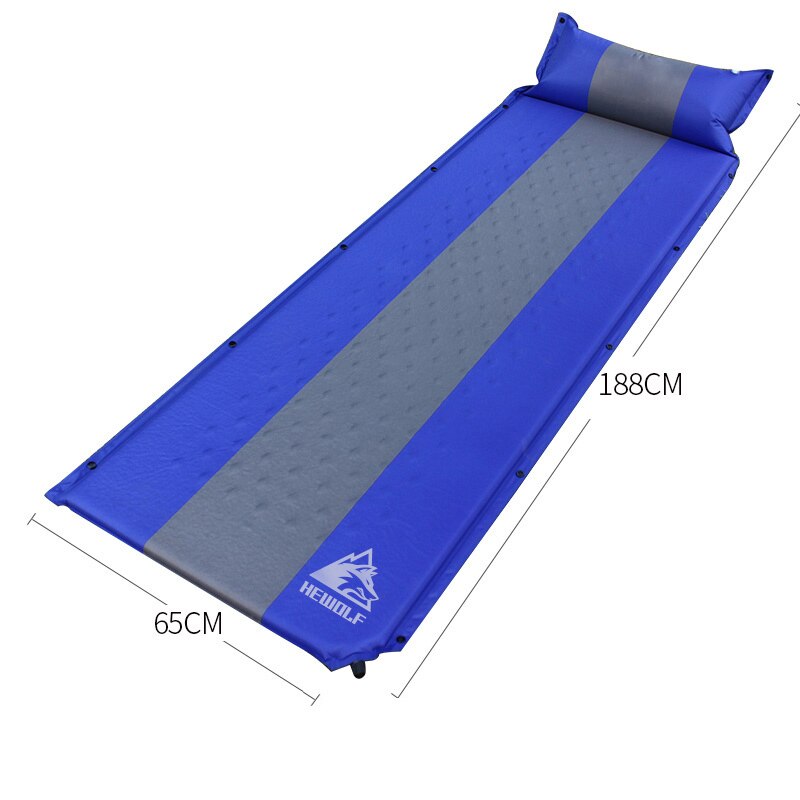Hewolf Self-inflating Camping Mat Sleeping Pads with Pillow Memory Sponge Splicable Picnic Beach Mattress Portable Tent Bed Mat: Blue